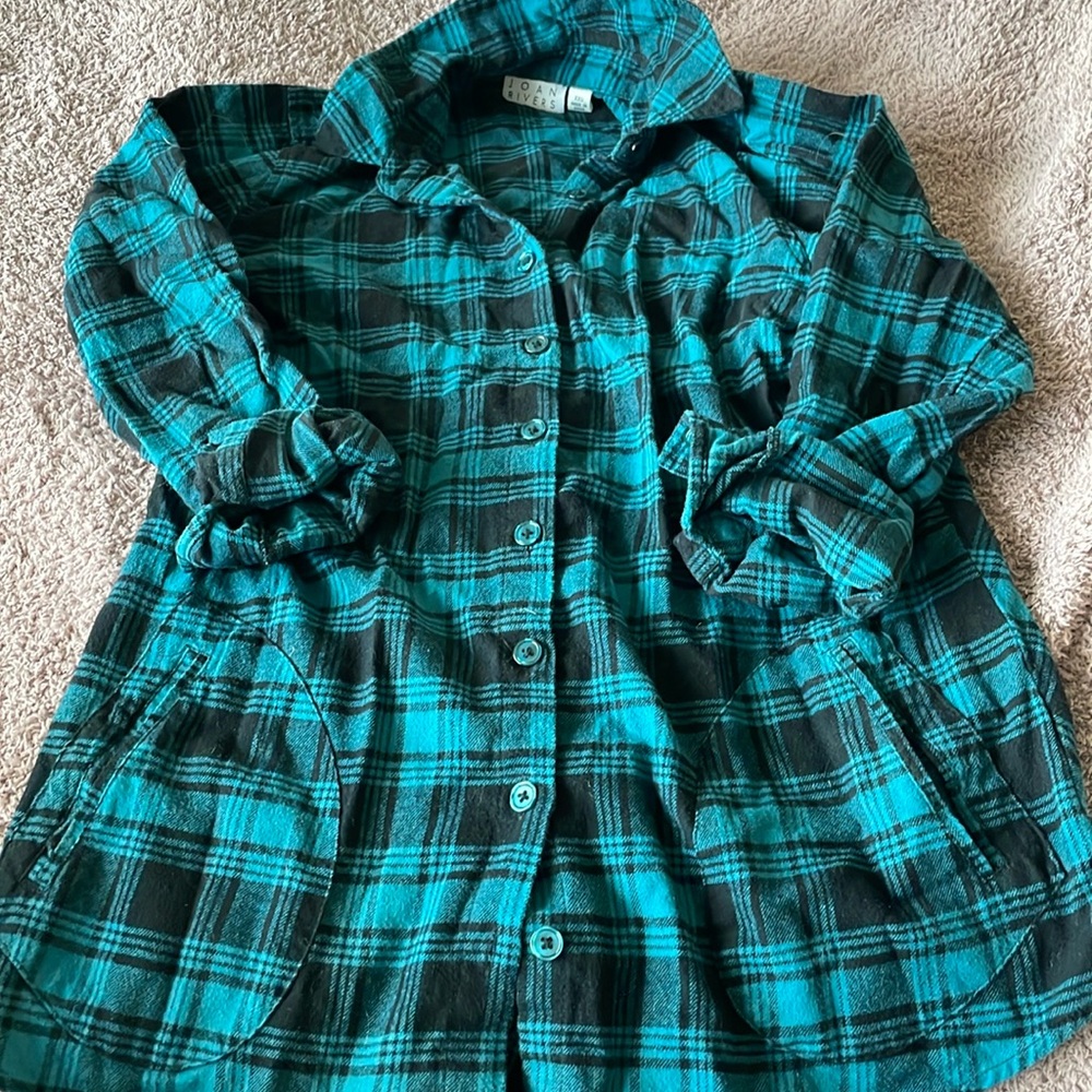 Teal and Black Button Down shirt in XXS